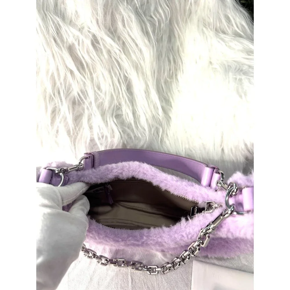 Marc Jacobs Teddy Curve Bag‎ Lilac Shoulder Bag With Silver Chain